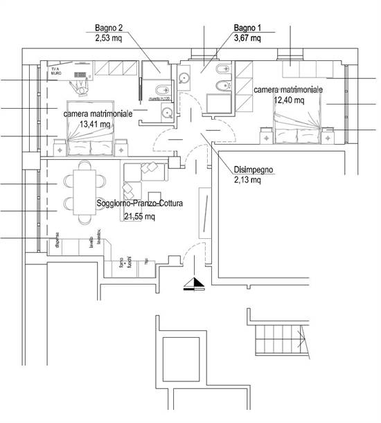 PLANIMETRIA PROGETTO 3 LOCALI 2WC